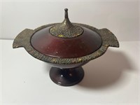 COVERED DISH - WITH HANDPAINTED METAL ACCENTS