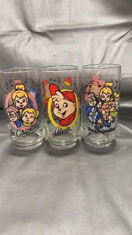 1985 Alvin Chipmunk and Chipettes glasses