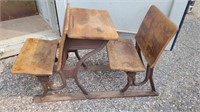 Antique school desk and seats 42x24x18