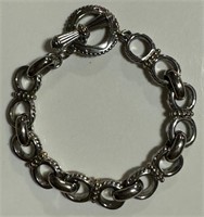 NICE MODERN SILVER TONED LINKED BRACELET