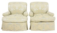 Pair of Silk Damask Upholstered Arm Chairs, 2