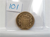 1865 P 2 Cent Piece