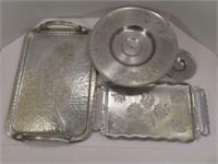 Hammered Aluminum Trays, Pedestal Plate, Everlast
