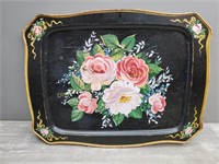 Metal Floral Painted Tray