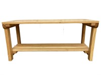 Wood Slat Two Tier Entry Table