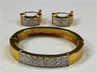 Goldtone  rhinestones Bracelet and earrings set