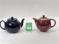 HALL Globe Maroon Teapot and Cobalt Blue P