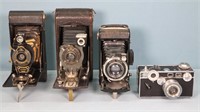 (3) Vintage Folding Cameras + Argus Cintar