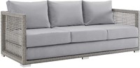 Modway Aura Outdoor Patio Wicker Rattan Sofa Gray