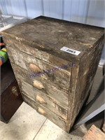 Wood box w/ 4 drawers, 11.5 x 16 x 22" tall