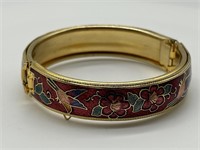 Vintage Cloisonne Clasp Bangle Bracelet
