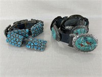 SW Sterling and Turquoise Concho Belts