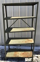 Green metal storage shelf 7 ft an 1 inch by 1ft