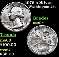 1976-s Silver Washington Quarter 25c Grades Gem++