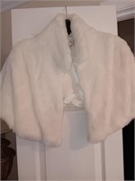 White ladies  short jacket faux fur 12 inches