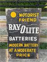 RAYOLITE BATTERIES DOUBLE SIDED WOODEN SIGN 30X48