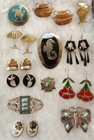 Vintage Costume Jewelry Buckle Earrings Pins