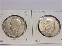 US 1972D & 1776-1976D(BICENTENIAL) $1.00 COINS