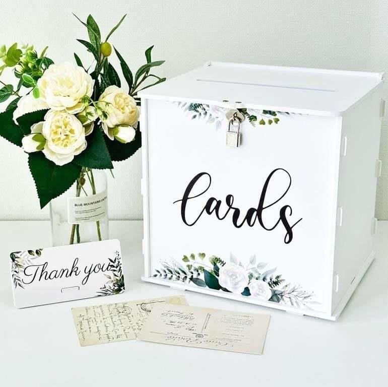 NEW $64 CYAOOI White Wedding Card Box with Lock,