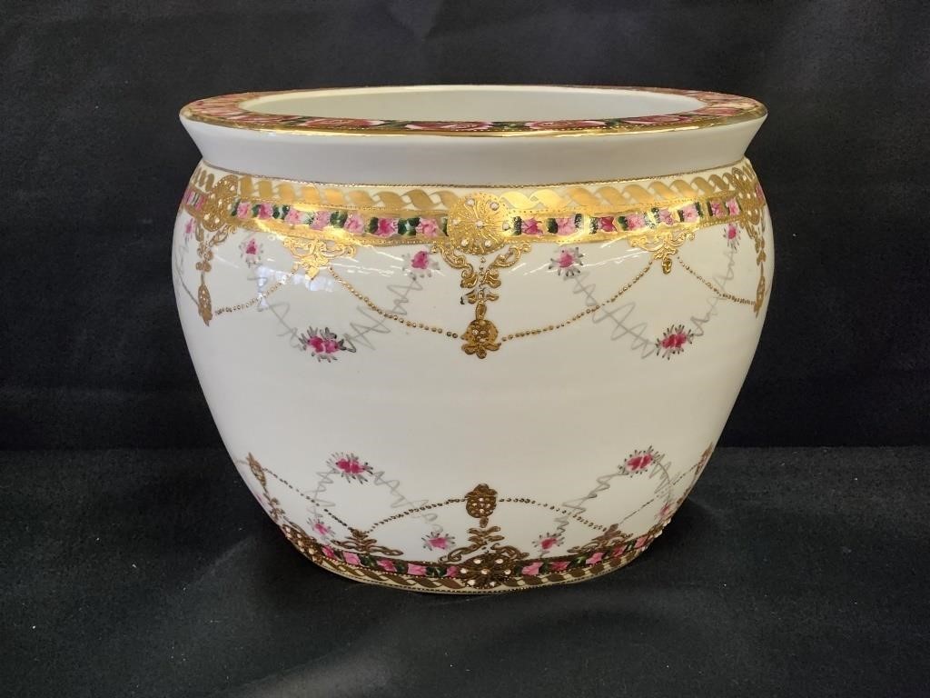 JAPANESE NIPPON HAND PAINTED PORCELAIN PLANTER