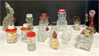 Fourteen Vintage Glass Candy Containers