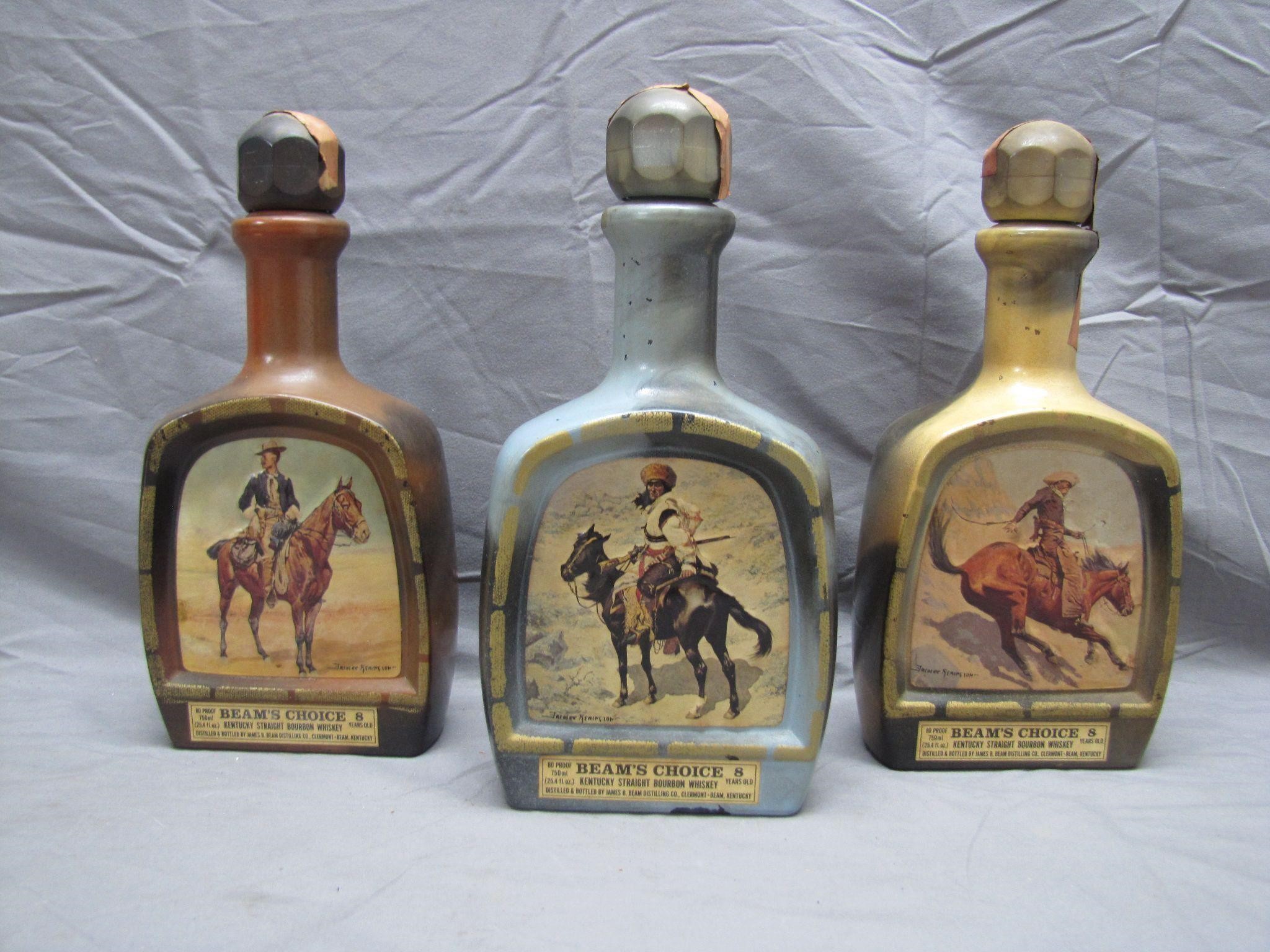 3 Vintage Beams Choice Bourbon Liquor Bottles