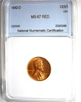 1942-D Cent NNC MS-67 RD LISTS FOR $160