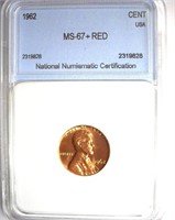 1962 Cent NNC MS-67+ RD LISTS FOR $1325