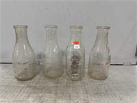 (4) Vtg Milk Bottles