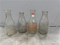 (4) Vtg Milk Bottles