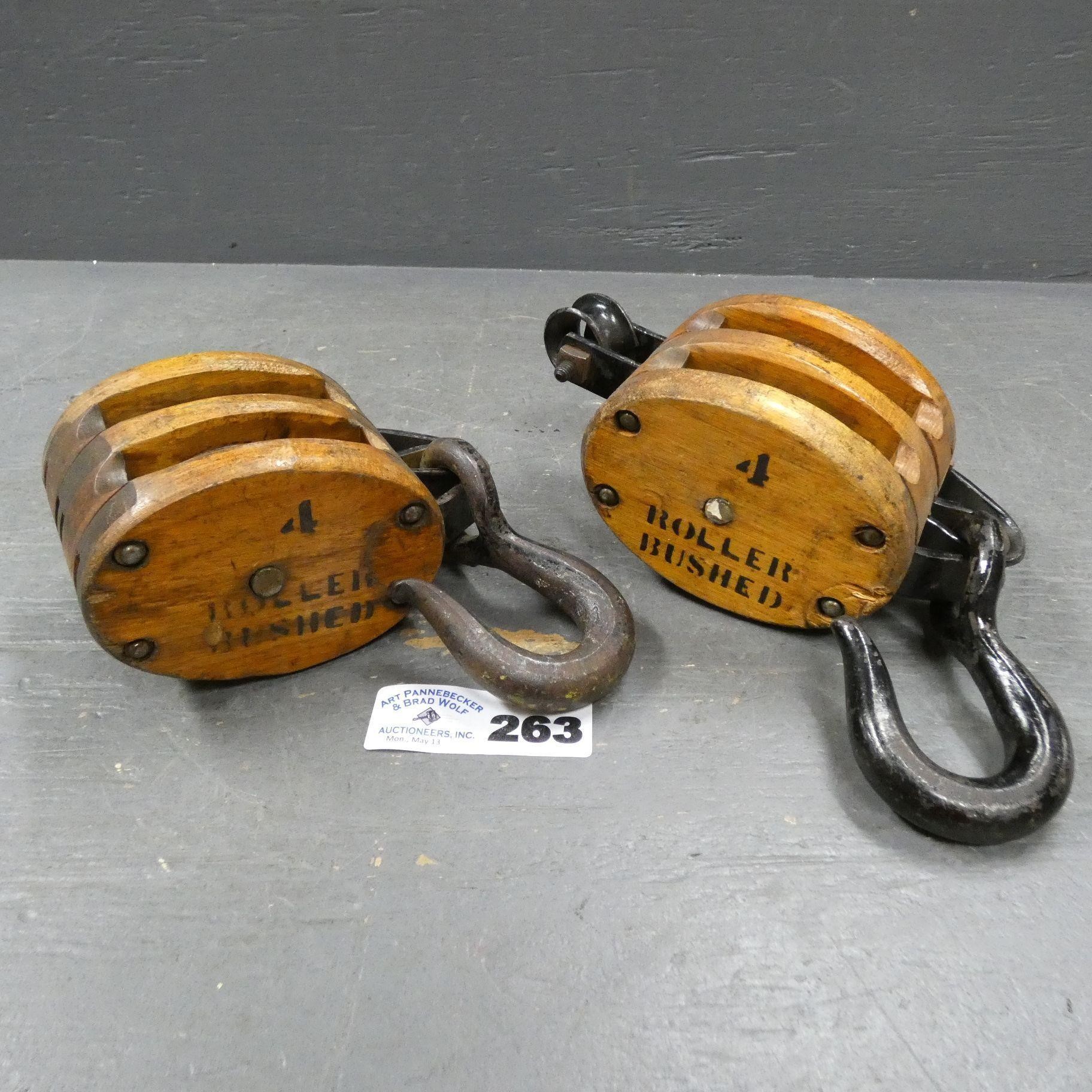 Pair of Early Wooden Pulleys