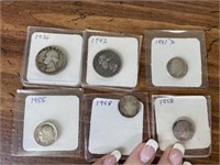 Silver dimes and quarters 1936 to 1961
