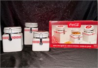 3 piece Coca-Cola Cookie Canister Jars