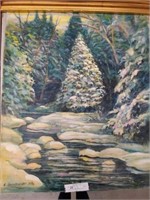 Oil on Canvas- Snow Covered Trees & Stream