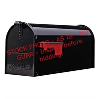 Post Mount Black Metal Standard Mailbox