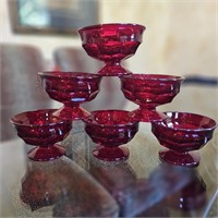 Ruby Red Viking Glass Georgian Honeycomb Sherbets