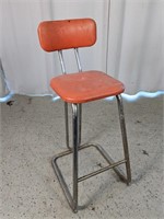 (1) Vintage Orange Vinyl Bar Stool