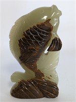 Antique Chinese Jade Fish Sculpture 8"H