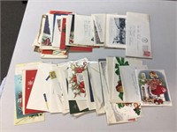 1955 used Christmas cards & envelopes