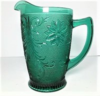 Teal Tiara Glass Pitcher