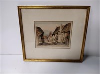 Antique Brewer Signed Colorized Etching