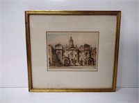 Antique Brewer Signed Colorized Etching