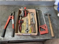 Hacksaw, Bolt Cutters, 2 Hammers, Crescent Wrench