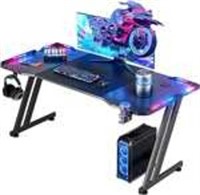 47" Gaming Desk w/ LED Lights & Carbon Fibre Surfa