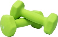 SET OF 2 5LB GREEN NEOPRENE COATED DUMBBELLS