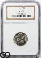 1944-P Jefferson Nickel NGC MS66, Price Guide: $38