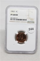 1963 P NGC Graded PF 68 RD Lincoln Cent