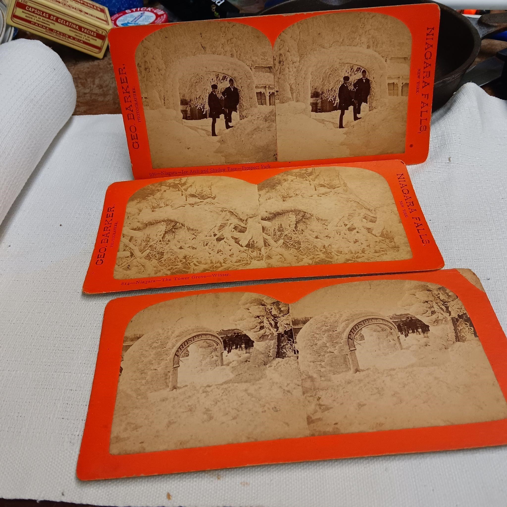 3 vintage Stereoscope cards of Niagara, N.Y.