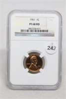 1961 P NGC Graded PF 68 RD Lincoln Cent