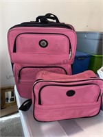 Pink soft side canvas luggage